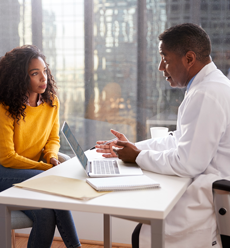 Patient and doctor talking