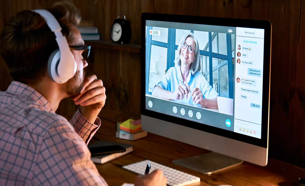 Man watching online course