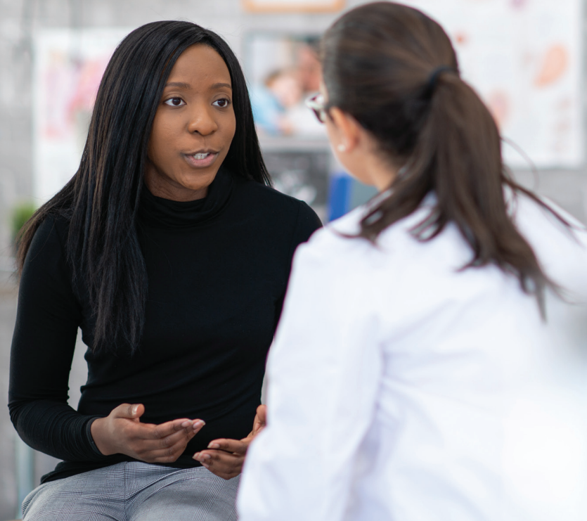 Doctor and patient talking.